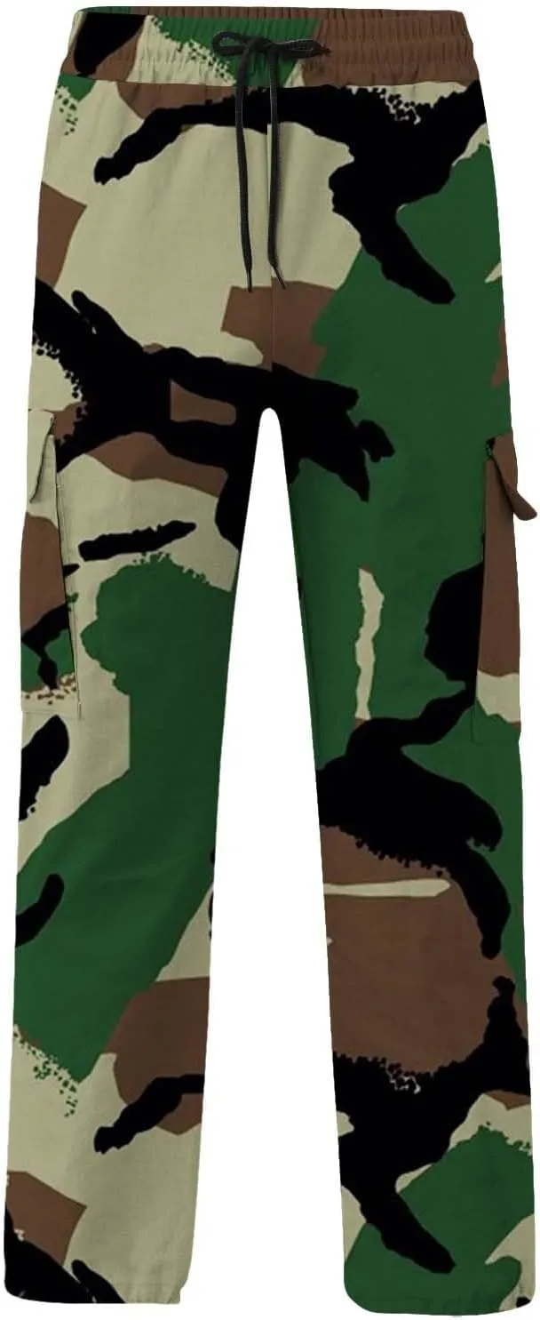 Men's Casual Cargo Sweatpants Multi Pocket Up Solid Color Warm Plush Woven Cargo Hiking Workout Joggers Sweatpants
