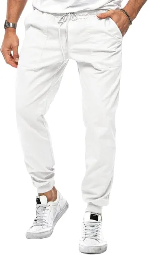 Mens Casual Chino Cargo Pants Loose Drawstring Sweatpants Elastic Waist Cotton Breathable Outdoor Fall Trousers