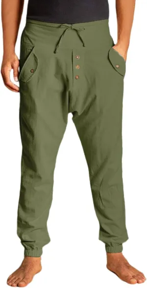 Mens Casual Cotton Pants Drawstring Elastic Waist Loose Linen Sweatpants Lightweight Breathable Workout Trousers