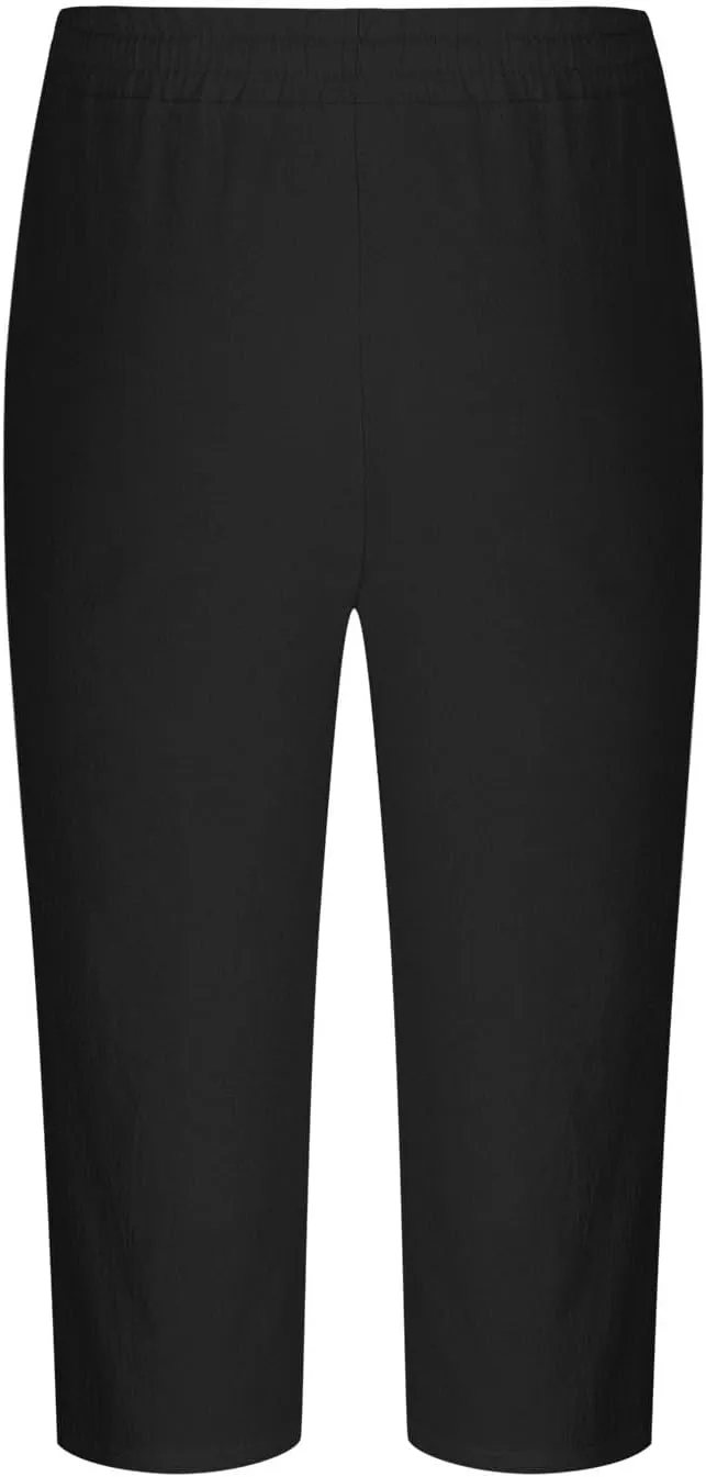Mens Cotton Linen Capri Pants Relaxed Fit Casual Outdoor Pants with Pockets Breathable Solid Beach Capripants