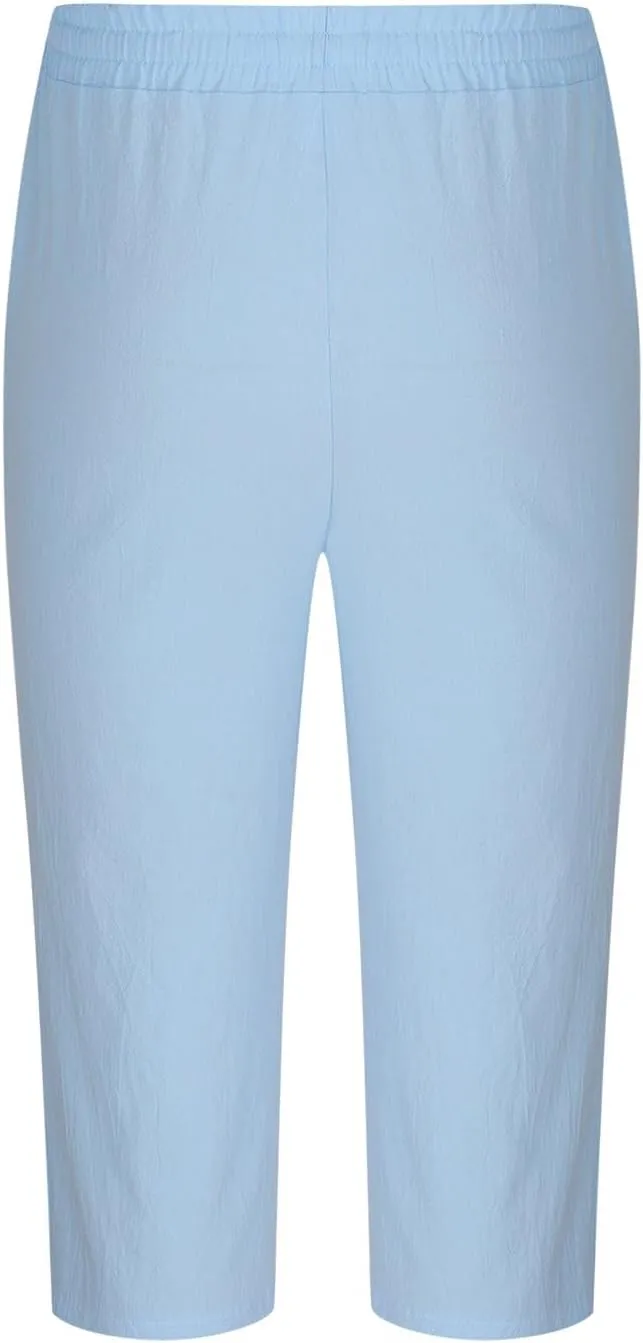 Mens Cotton Linen Capri Pants Relaxed Fit Casual Outdoor Pants with Pockets Breathable Solid Beach Capripants