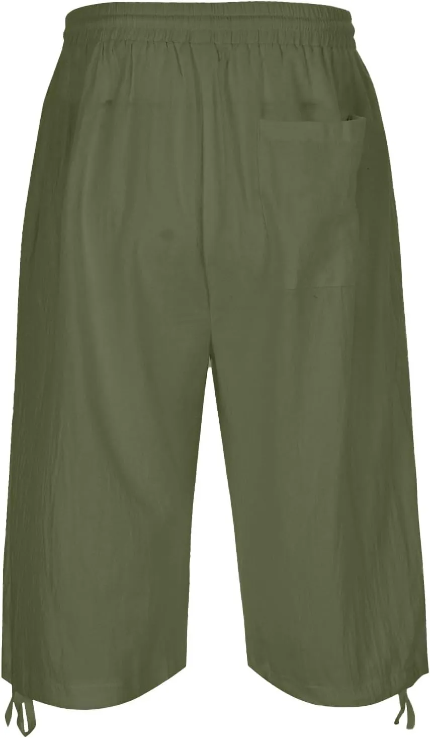 Men's Cotton Linen Lounge Shorts 3/4 Length Drawstring Waist Baggy Capri Pants for Summer Casual Sport