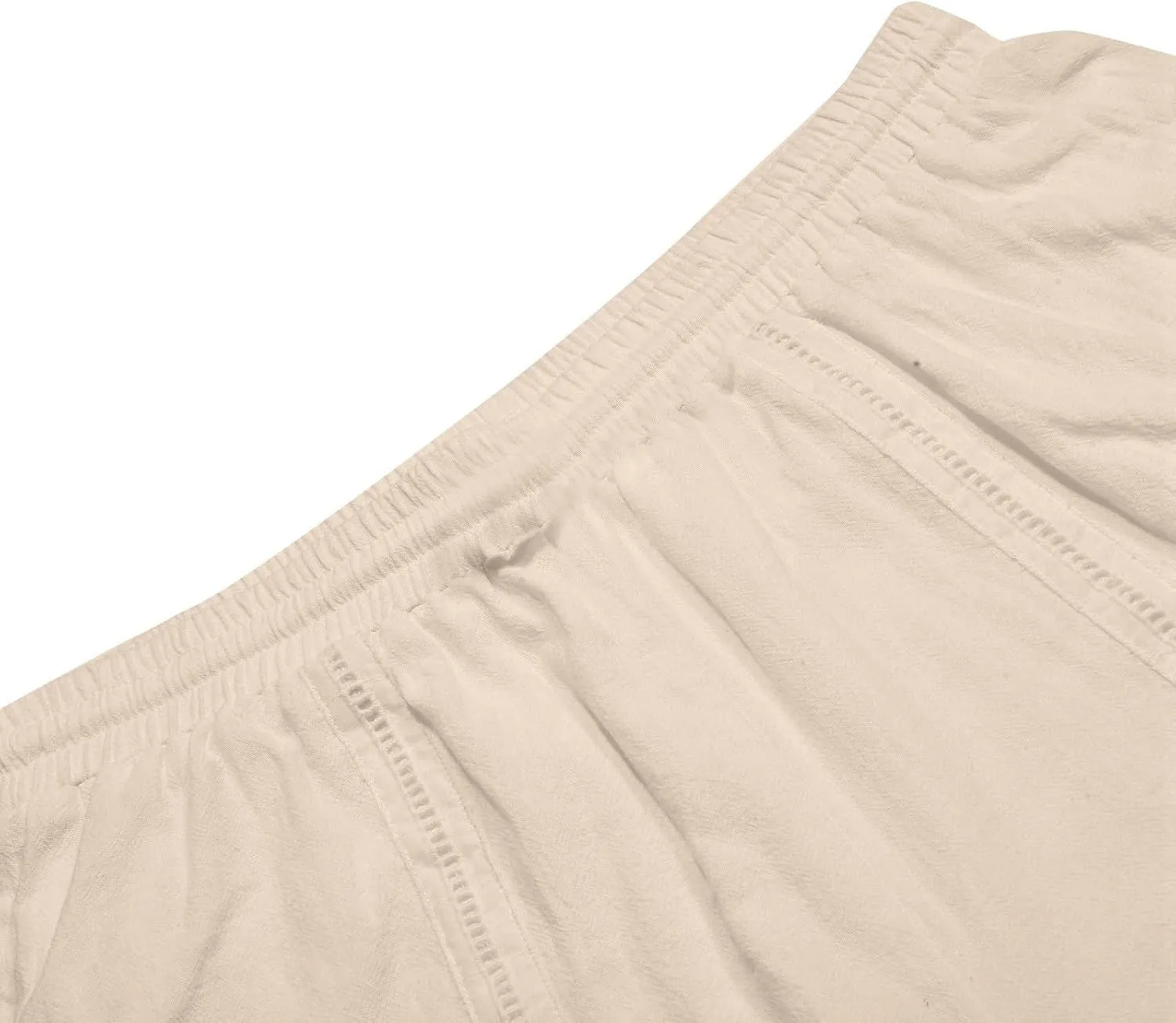 Men's Cotton Linen Lounge Shorts 3/4 Length Drawstring Waist Baggy Capri Pants for Summer Casual Sport