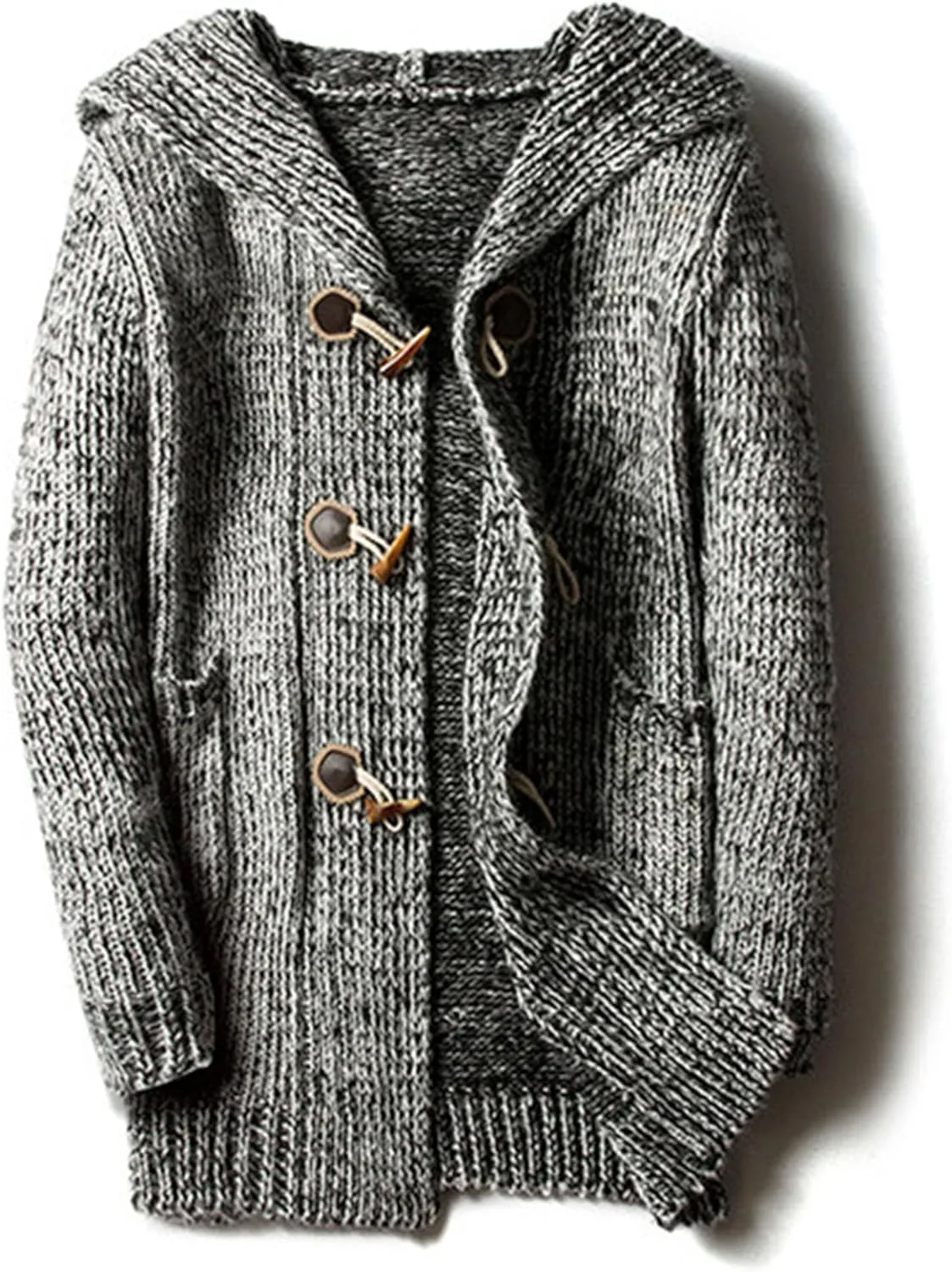Men's Cozy Cardigan for Autumn Winter Fashion Loose Warm Knit Cardigan Long Button Down Hooded Cardigan