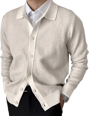 Men's Daily Temperament Button Down Knit Cardigan Fashion Patchwork Cardigan Lightweight V-Neck Thin Knitted Cardigan