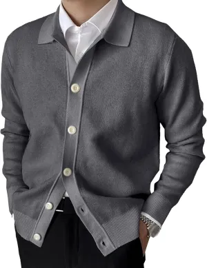 Men's Daily Temperament Button Down Knit Cardigan Fashion Patchwork Cardigan Lightweight V-Neck Thin Knitted Cardigan