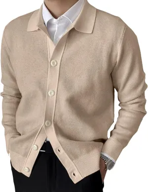 Men's Daily Temperament Button Down Knit Cardigan Fashion Patchwork Cardigan Lightweight V-Neck Thin Knitted Cardigan
