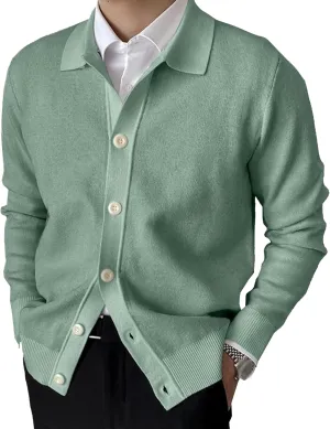 Men's Daily Temperament Button Down Knit Cardigan Fashion Patchwork Cardigan Lightweight V-Neck Thin Knitted Cardigan