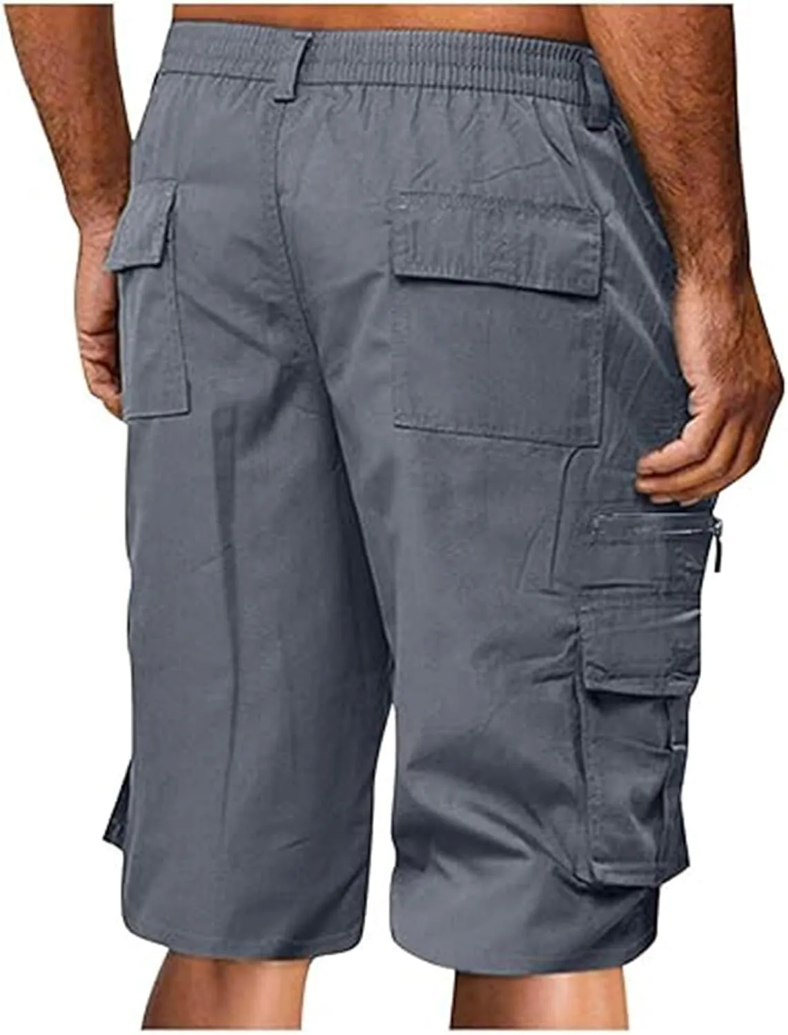 Mens Elastic Waist Cargo Shorts 2024 Summer Casual Bermuda Shorts with Multi Pocket Casual Short Pants Trendy Shorts