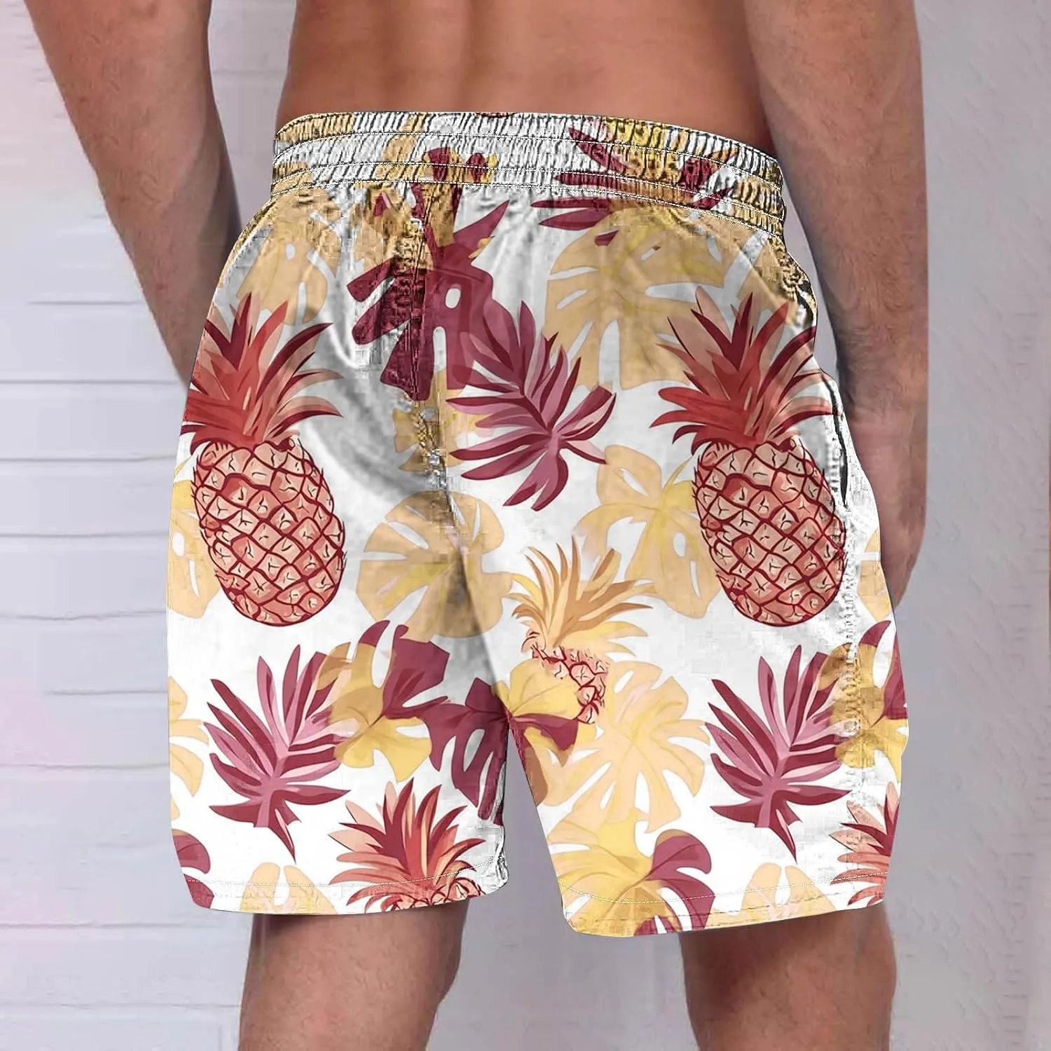 Men's Flower Flat Front Beach Shorts Casual Aloha Hawaiian Shorts Quick Dry Swim Trunks Summer Surf Board Shorts