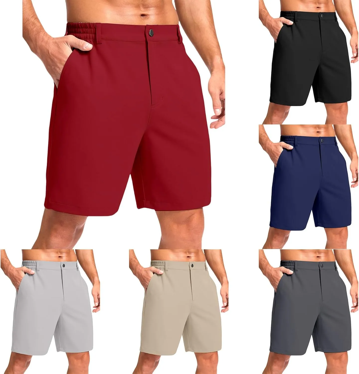 Men's Golf Shorts Lightweight Stretch Casual Hiking Shorts Quick Dry Fit Comfy Work Short Breathable Flat Front Pants