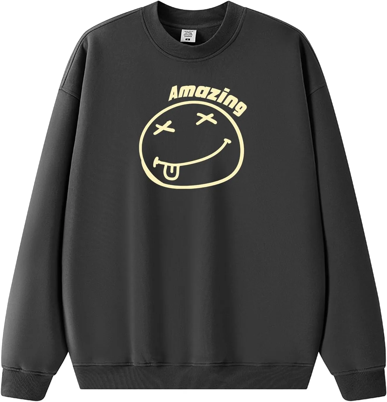 Men's Graphic Printed Crewneck Sweatshirts Oversized Pullover Drop Shoulder Long Sleeve Casual T-shirts Tops