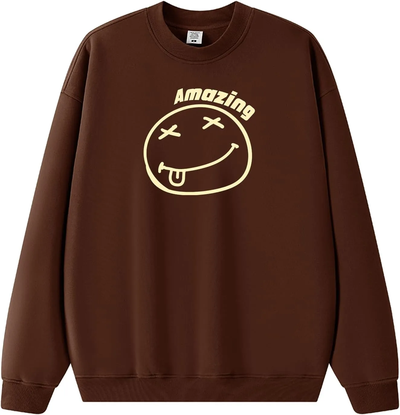 Men's Graphic Printed Crewneck Sweatshirts Oversized Pullover Drop Shoulder Long Sleeve Casual T-shirts Tops