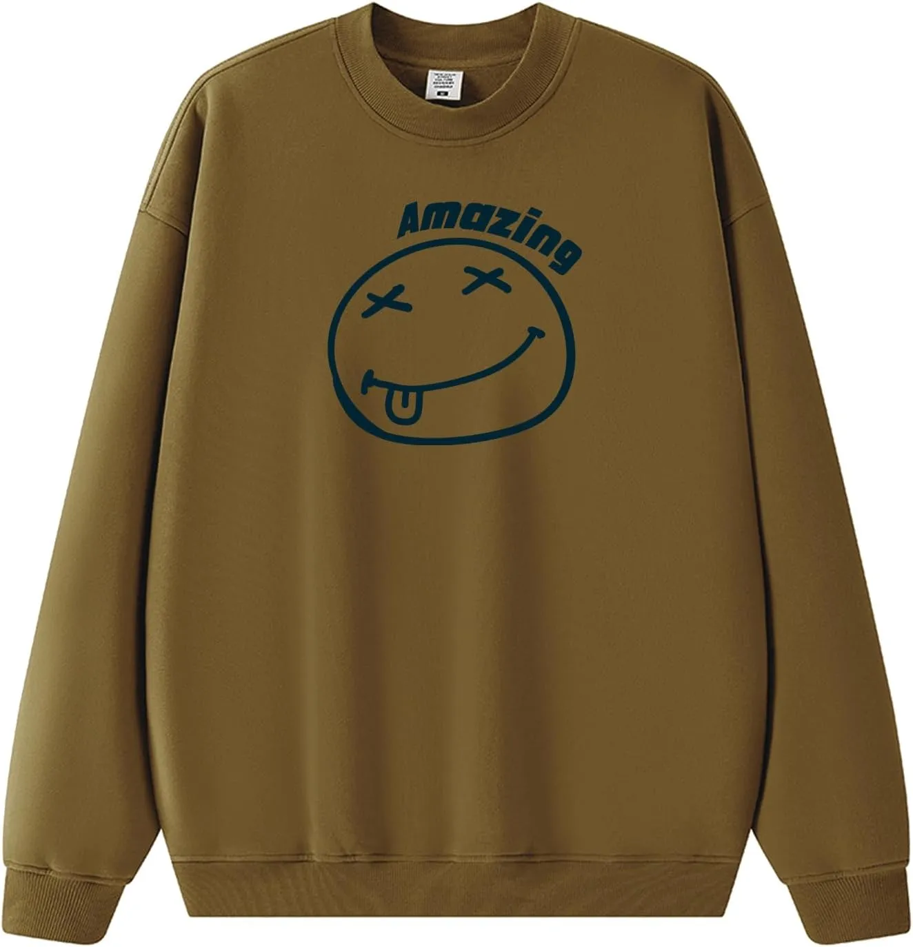 Men's Graphic Printed Crewneck Sweatshirts Oversized Pullover Drop Shoulder Long Sleeve Casual T-shirts Tops