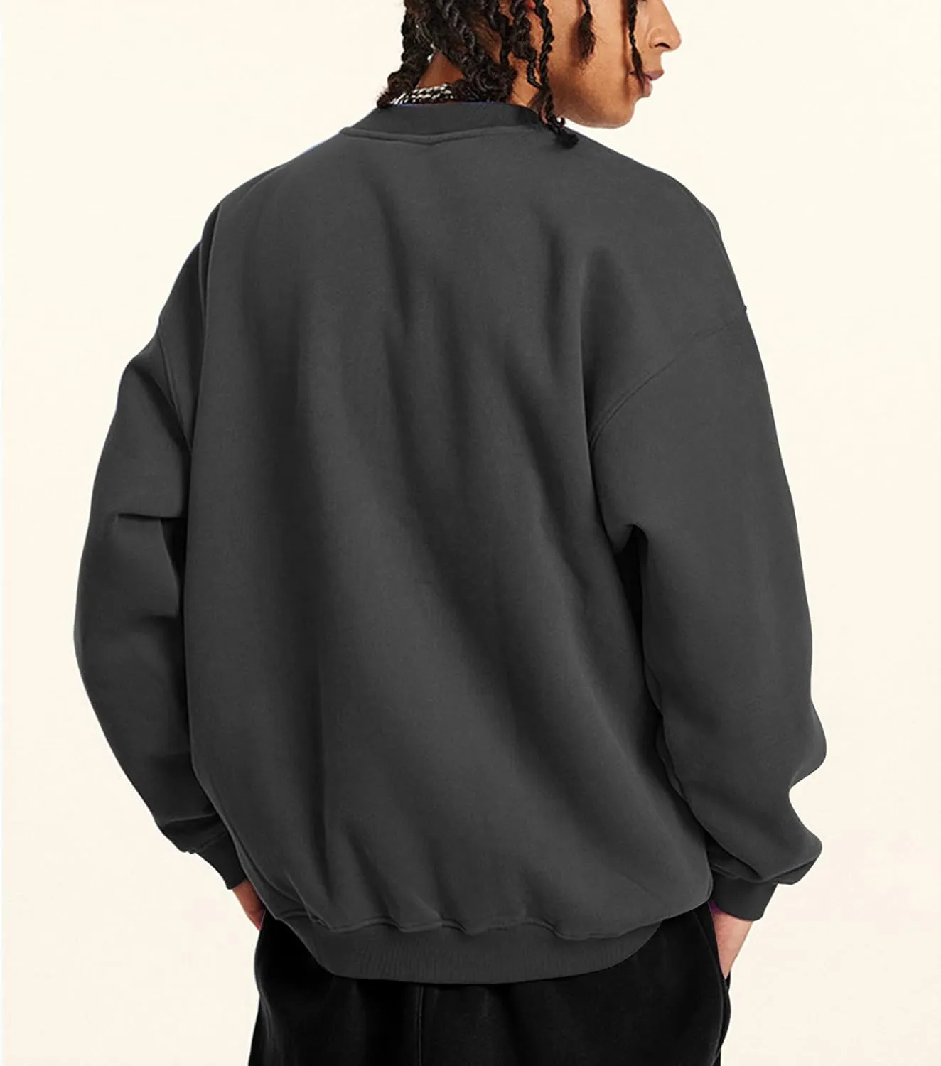 Men's Graphic Printed Crewneck Sweatshirts Oversized Pullover Drop Shoulder Long Sleeve Casual T-shirts Tops
