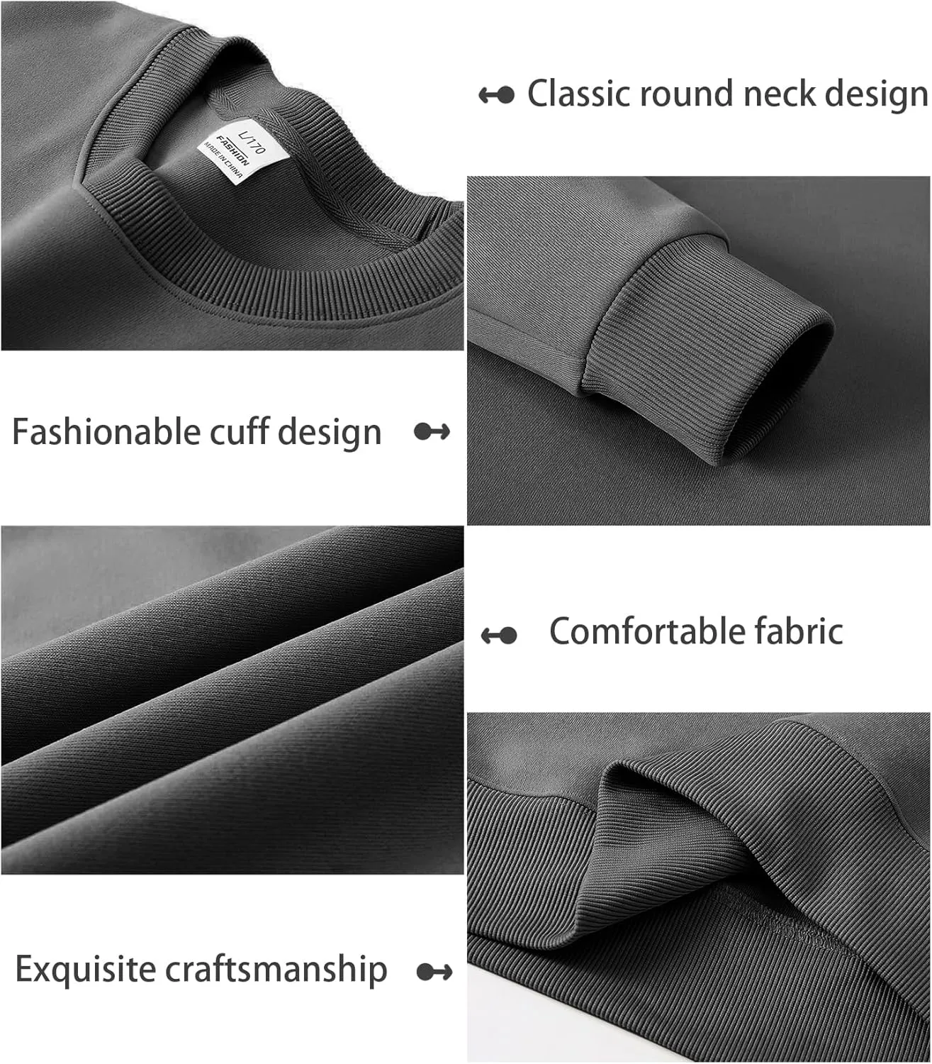 Men's Graphic Printed Crewneck Sweatshirts Oversized Pullover Drop Shoulder Long Sleeve Casual T-shirts Tops