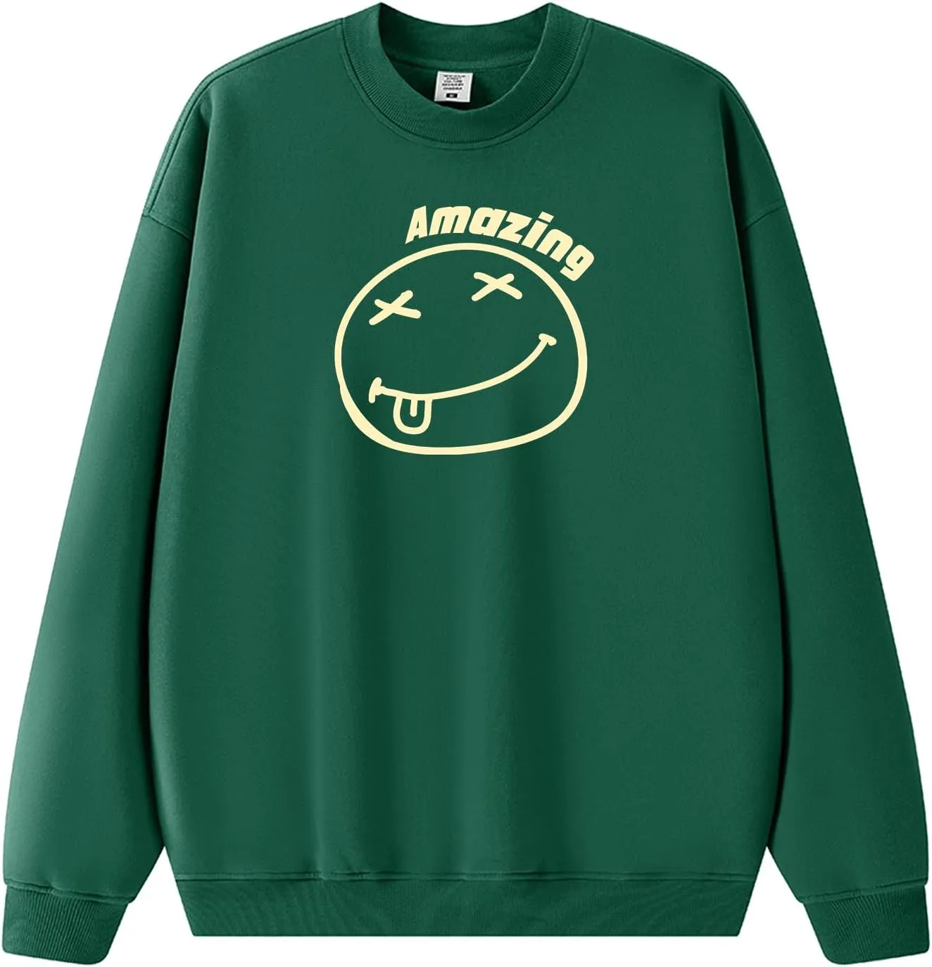 Men's Graphic Printed Crewneck Sweatshirts Oversized Pullover Drop Shoulder Long Sleeve Casual T-shirts Tops