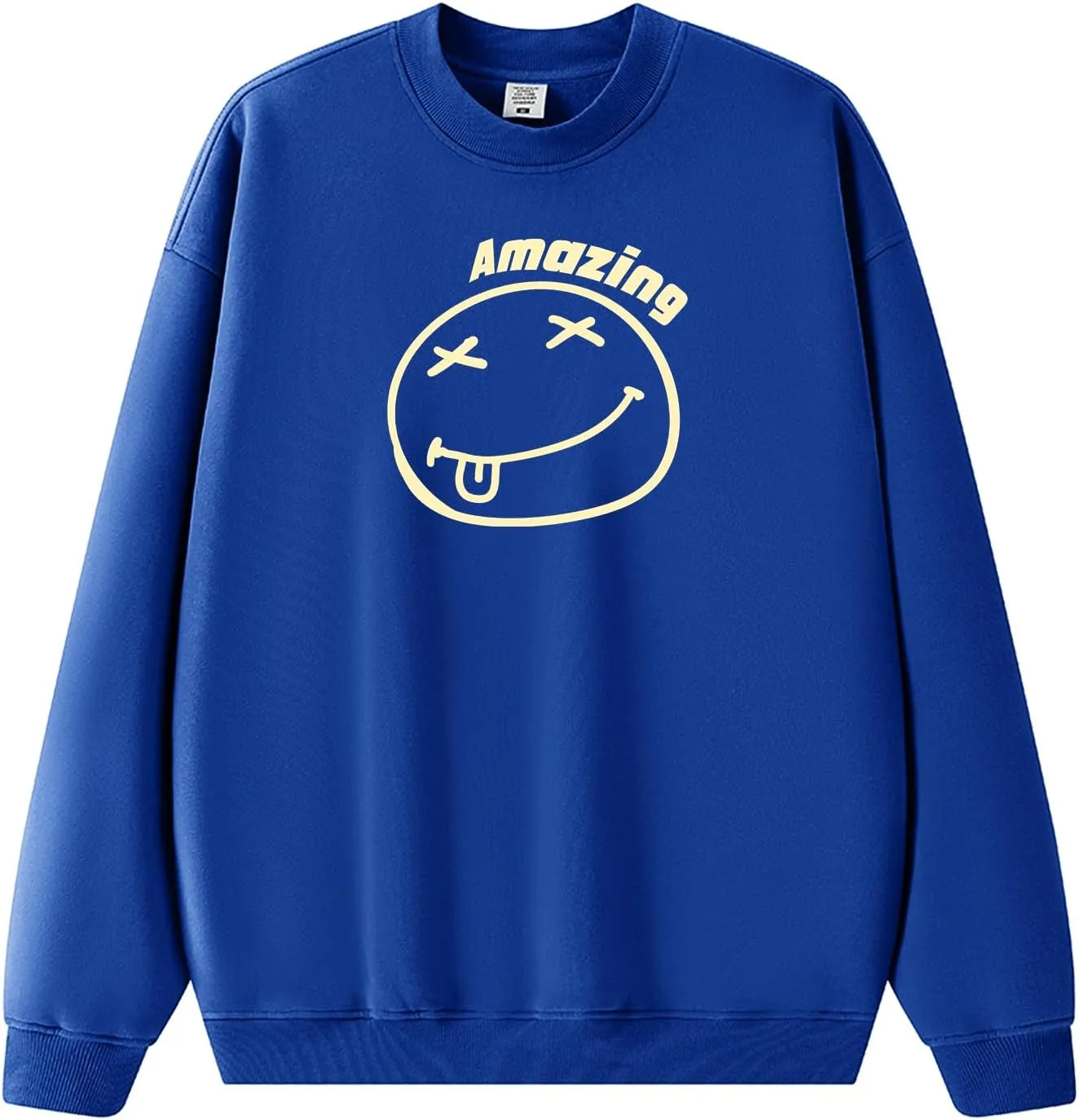 Men's Graphic Printed Crewneck Sweatshirts Oversized Pullover Drop Shoulder Long Sleeve Casual T-shirts Tops