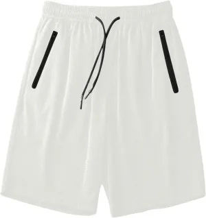 Men's Gym Shorts Mesh Breathable Quick-Dry Basketball Running Lightweight Athletic Workout Shorts with Zipper Pockets
