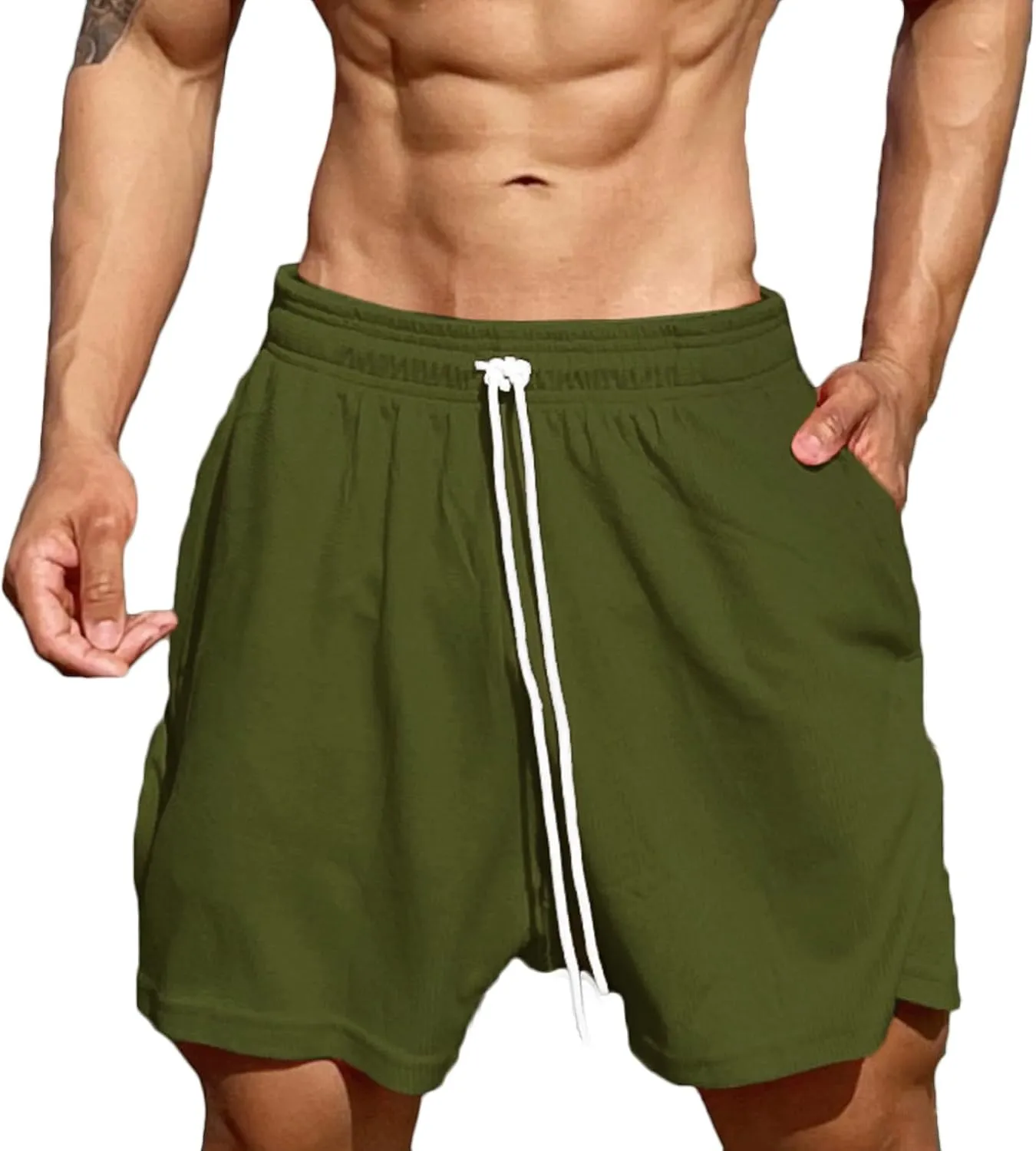 Men's Gym Shorts Sports Quick Dry Workout Running or Casual Training Short with Pockets Waffler Workout Beach Shorts Sports