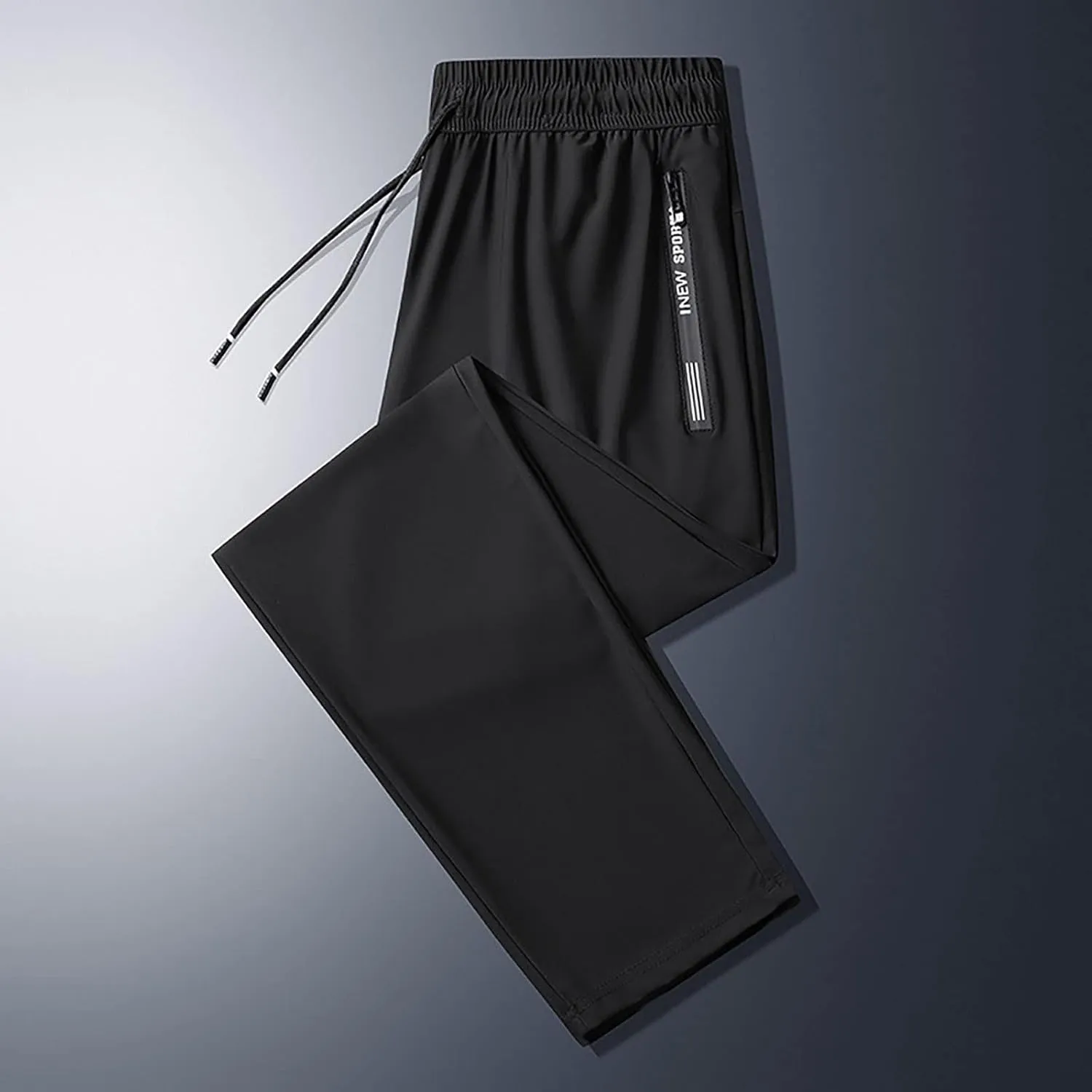 Men's Iced Active Beeswan Pants Breathable Ultra Stretch Comfy Ice Silk Pants Quick Drying Loose-Fit Travel Trousers