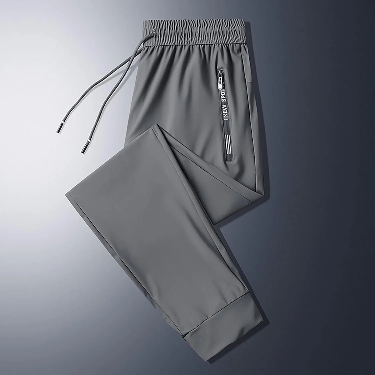 Men's Iced Active Beeswan Pants Breathable Ultra Stretch Comfy Ice Silk Pants Quick Drying Loose-Fit Travel Trousers