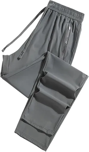 Men's Iced Active Beeswan Pants Breathable Ultra Stretch Comfy Ice Silk Pants Quick Drying Loose-Fit Travel Trousers