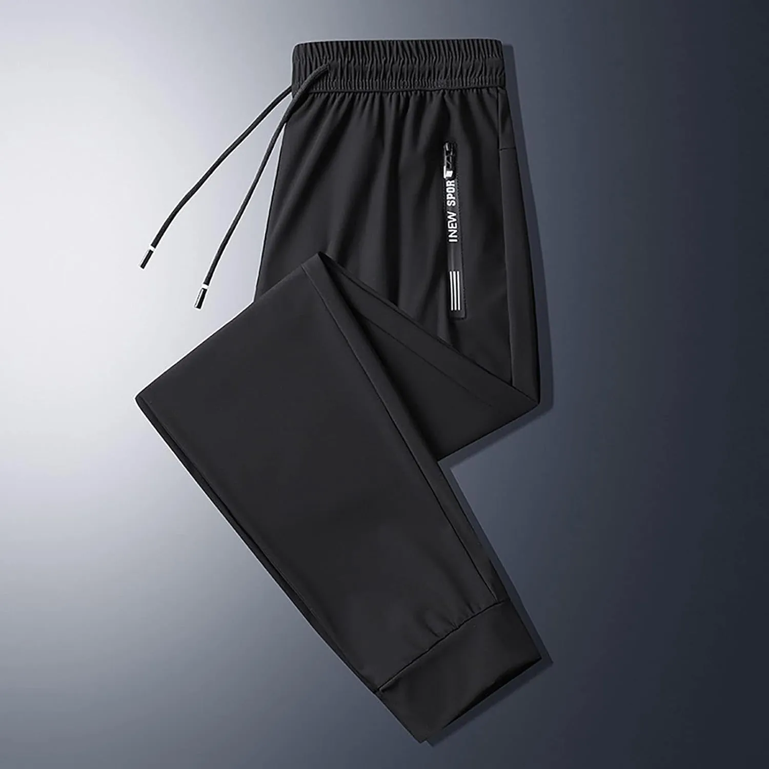 Men's Iced Active Beeswan Pants Breathable Ultra Stretch Comfy Ice Silk Pants Quick Drying Loose-Fit Travel Trousers
