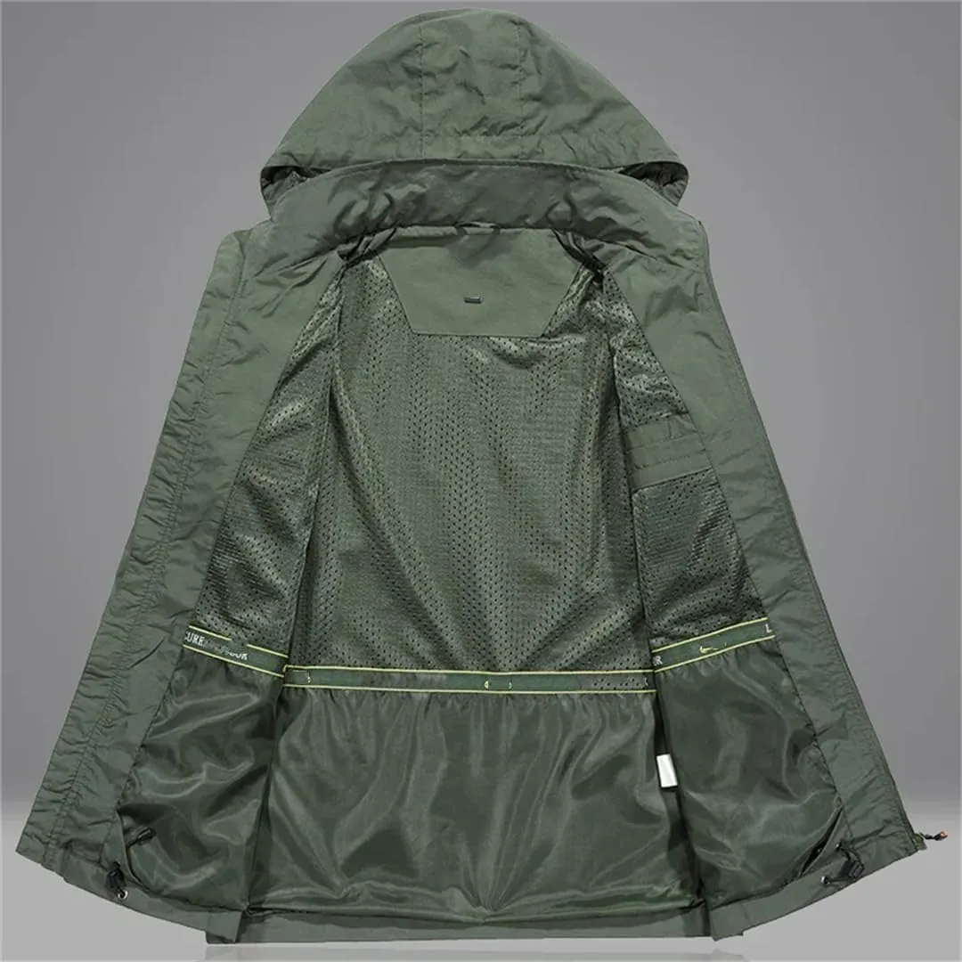 Men's Lapel Jacket Large Size Windbreaker Jacket Hooded Jacket