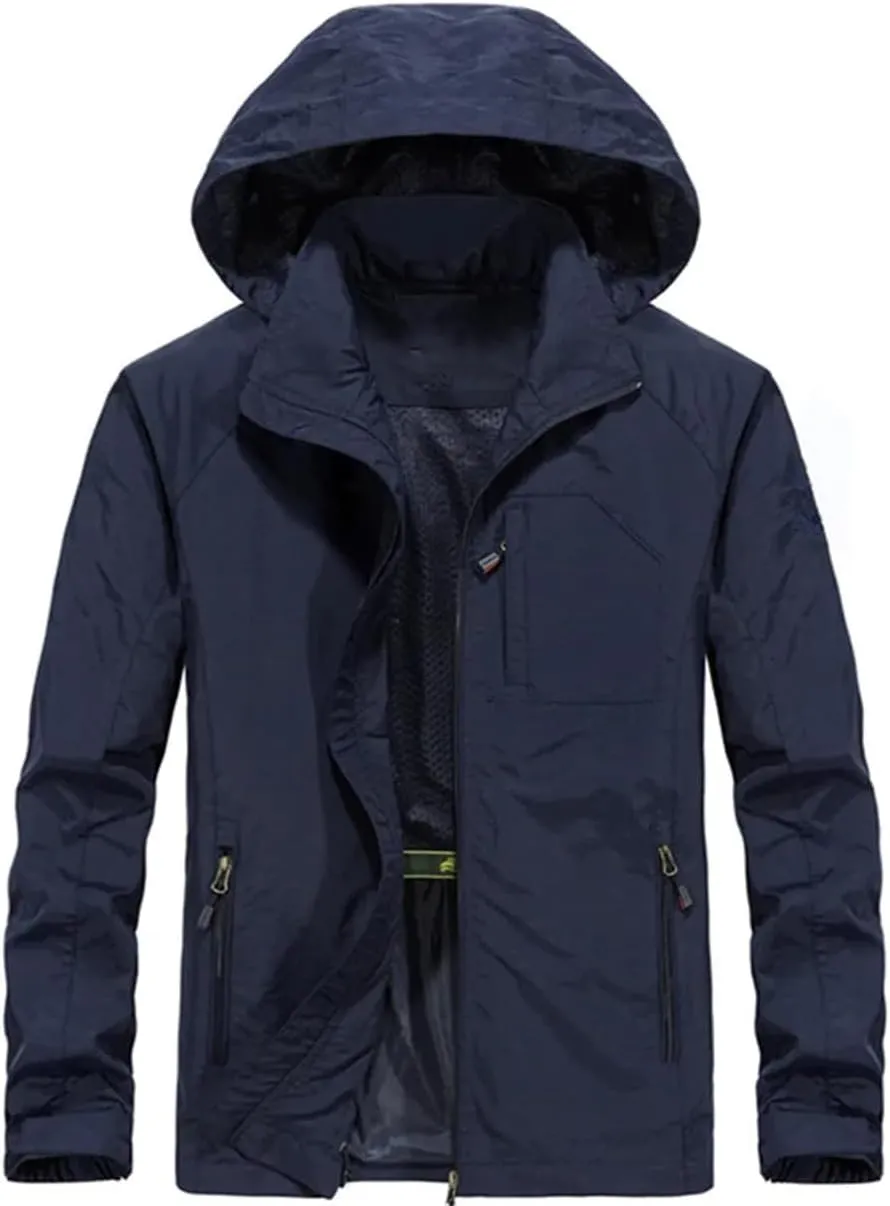 Men's Lapel Jacket Large Size Windbreaker Jacket Hooded Jacket