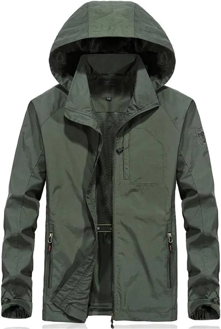 Men's Lapel Jacket Large Size Windbreaker Jacket Hooded Jacket