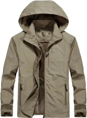 Men's Lapel Jacket Large Size Windbreaker Jacket Hooded Jacket
