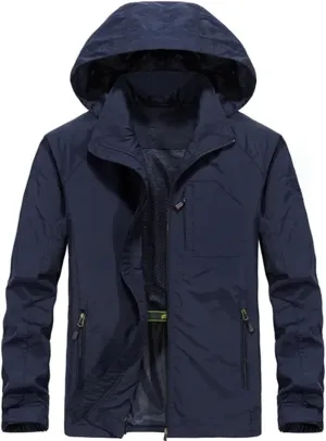 Men's Lapel Jacket Large Size Windbreaker Jacket Hooded Jacket