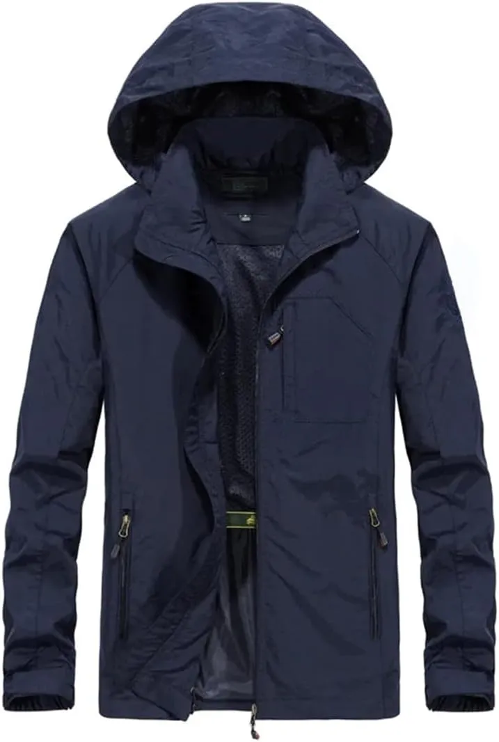 Men's Lapel Jacket Large Size Windbreaker Jacket Hooded Jacket
