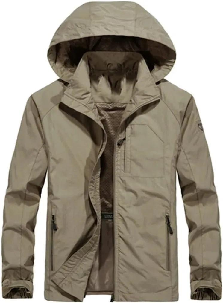 Men's Lapel Jacket Large Size Windbreaker Jacket Hooded Jacket