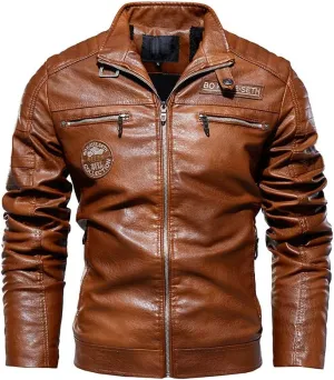 Mens Leather Jacket Aviator Jacket Motorcycle Suit Warm Leisure Jacket Outdoor Fashion Classic Jacket