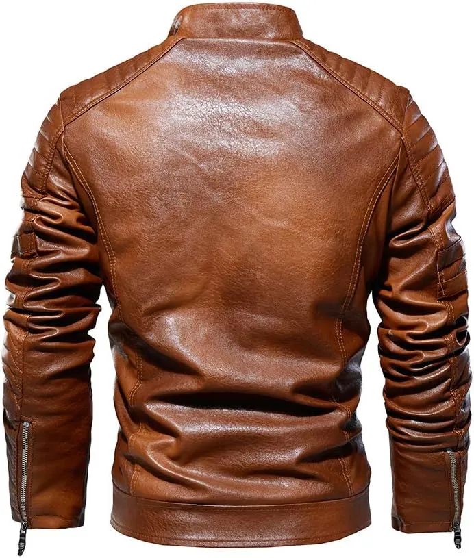 Mens Leather Jacket Aviator Jacket Motorcycle Suit Warm Leisure Jacket Outdoor Fashion Classic Jacket