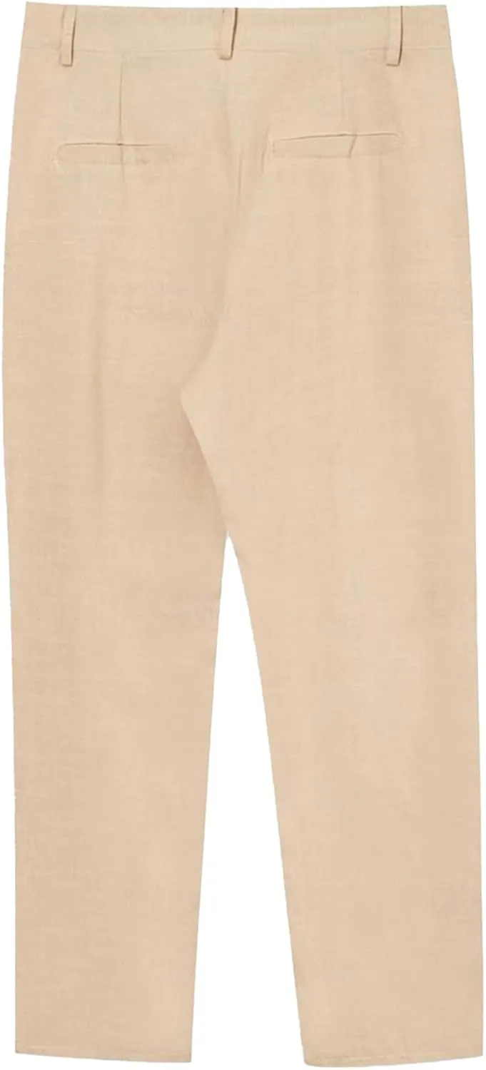 Mens Linen Pants Yoga Beach Loose Fit Casual Pants Lightweight Breathable Elastic Waist Drawstring Baggy Trousers