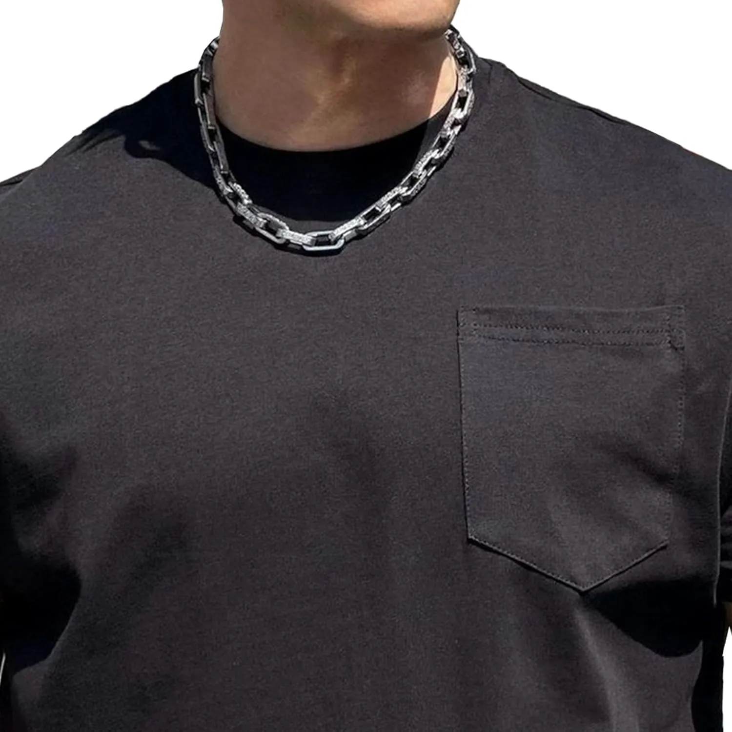 Men's Loose Fit Stretch Solid Outdoor T-Shirts Pocket Muscle Athletic Tee Cerw Neck Casual Workout Tee Shirts