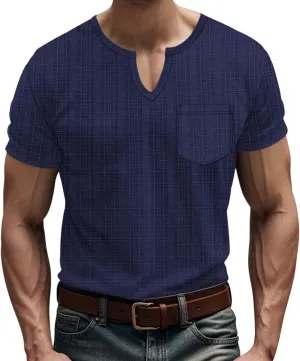 Mens Muscle Slim T Shirt V-Neck Longline Henley Shirt Gym Workout Athletic Tee Shirts Lightweight Stretchy Loose Tops