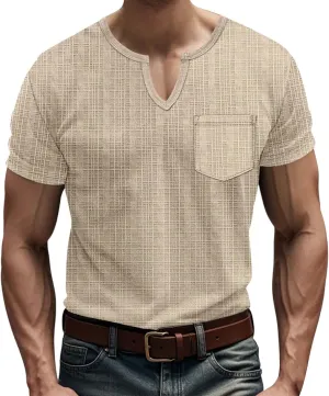 Mens Muscle Slim T Shirt V-Neck Longline Henley Shirt Gym Workout Athletic Tee Shirts Lightweight Stretchy Loose Tops