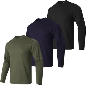 Men's Pack Dry-Fit Moisture Wicking Shirts UPF 50  Uv Long Sleeve Tees Breathable Sun Protection T-Shirt with Hood