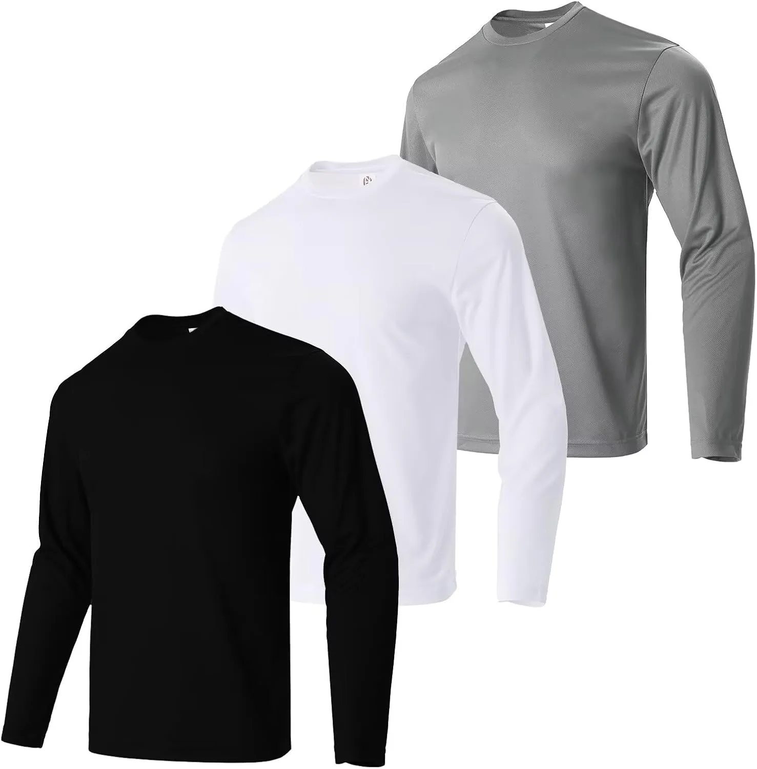 Men's Pack Dry-Fit Moisture Wicking Shirts UPF 50  Uv Long Sleeve Tees Breathable Sun Protection T-Shirt with Hood