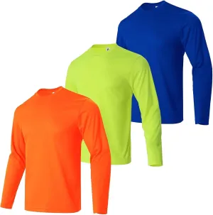Men's Pack Dry-Fit Moisture Wicking Shirts UPF 50  Uv Long Sleeve Tees Breathable Sun Protection T-Shirt with Hood