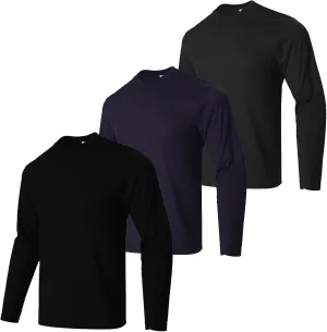 Men's Pack Dry-Fit Moisture Wicking Shirts UPF 50  Uv Long Sleeve Tees Breathable Sun Protection T-Shirt with Hood