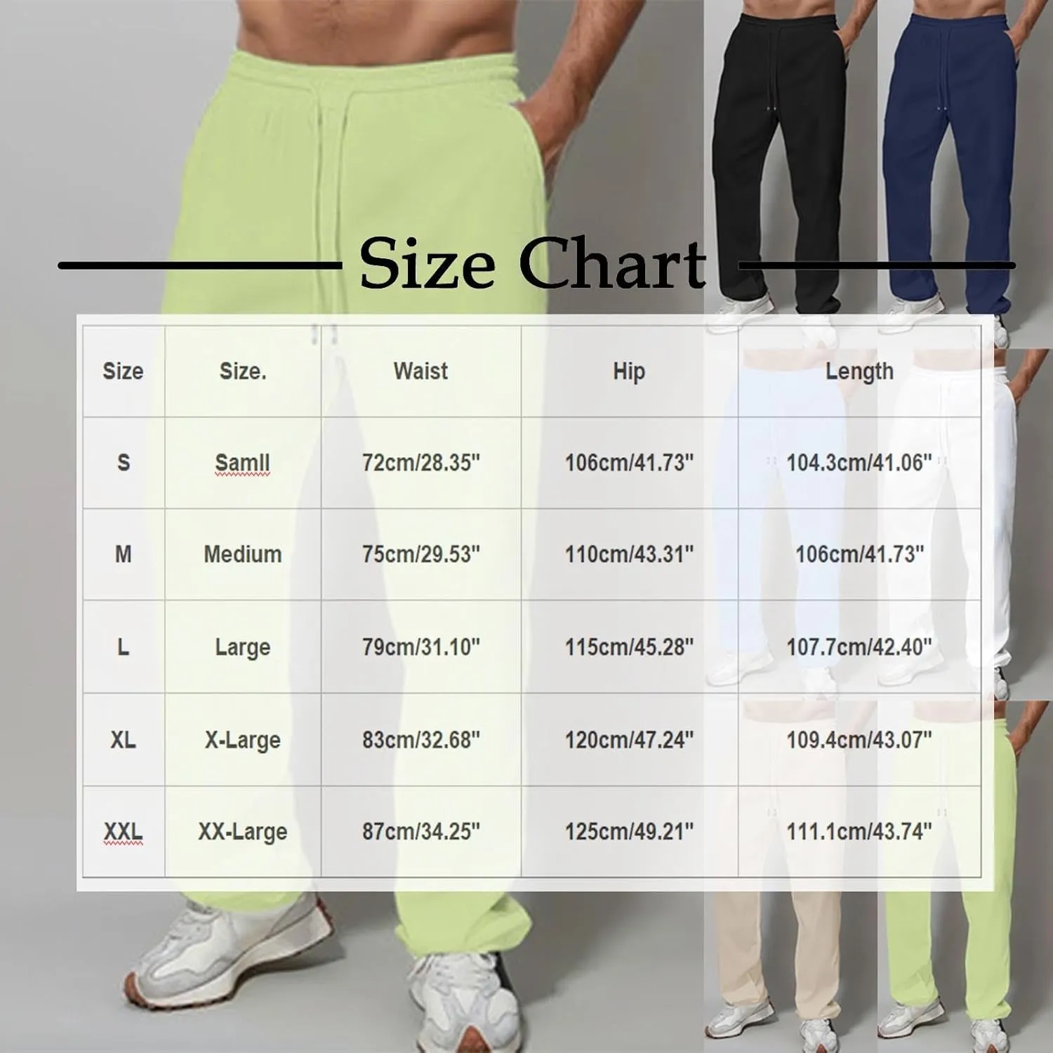 Men's Pants Casual Solid Color Drawstring Elastic Waist Breathable Sweatpants Outdor Full Length Jogger Pants