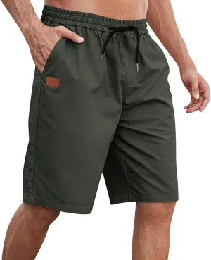 Men's Quick-Dry Cargo Shorts Drawstring Elastic Waist Summer Beach | Plus Size Lightweight Swim Trunks | Hiking Gym