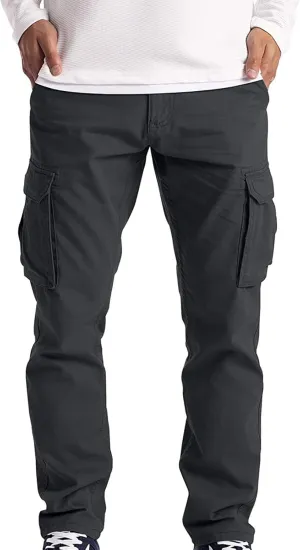 Men's Regular Straight Twill Cargo Pants Multi-Pockets Work Military Army Pants Outdoor Athletic Jogger Hiking Pants
