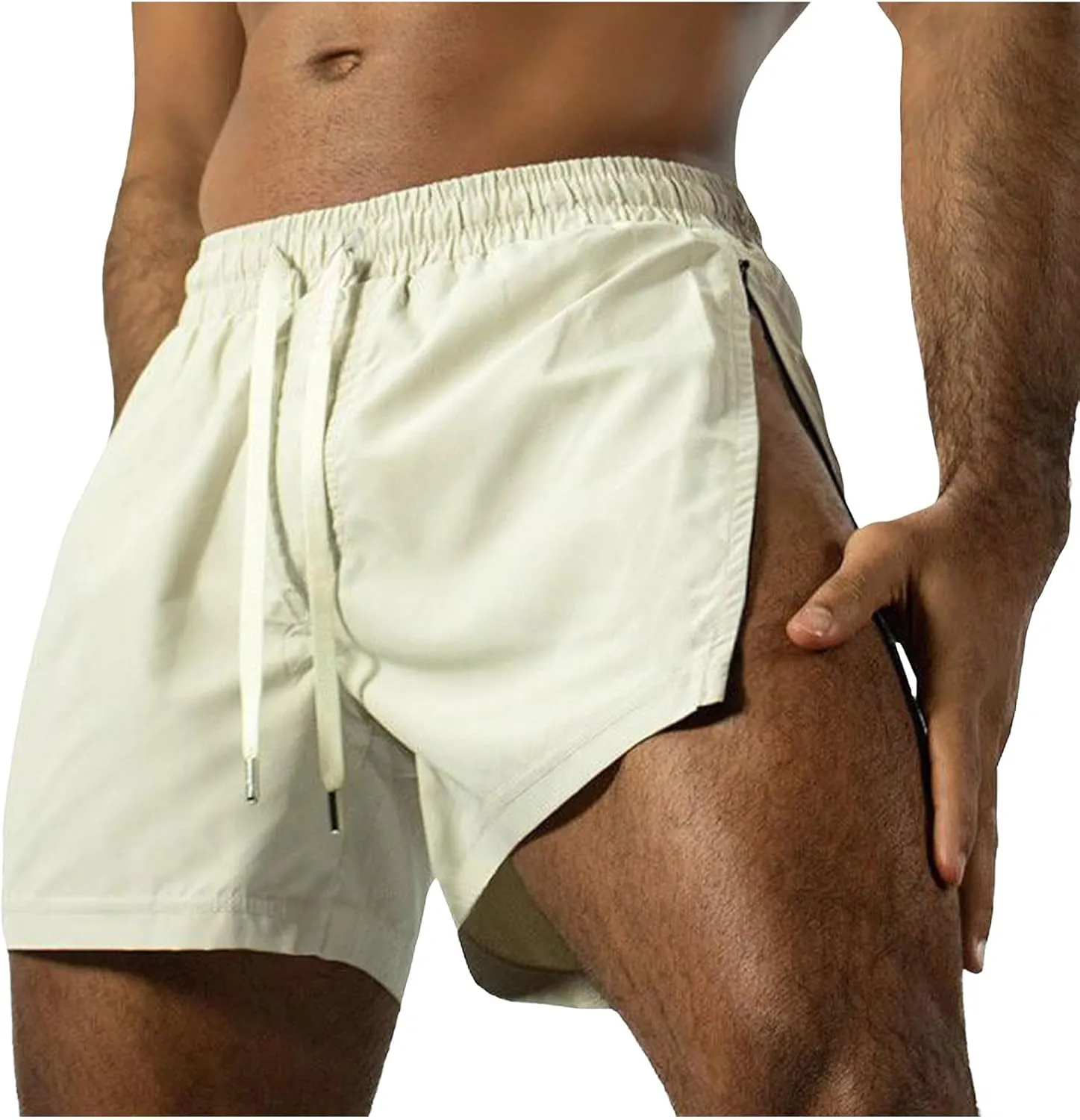 Mens Running Shorts 5 Inch Lightweight Drawstring Waist Athletic Shorts Summer Quick Dry Split Gym Workout Shorts
