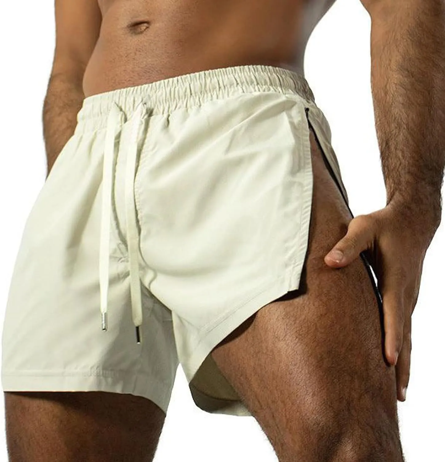 Mens Running Shorts 5 Inch Lightweight Drawstring Waist Athletic Shorts Summer Quick Dry Split Gym Workout Shorts